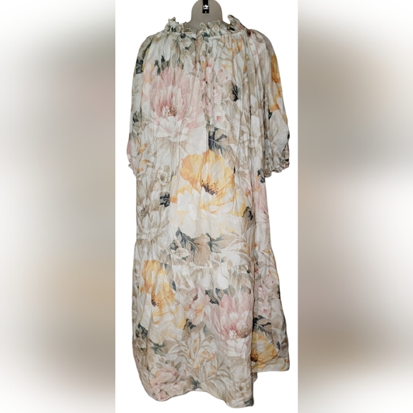 H&M sz L Floral Boho-oversized Lagenlook Off The Shoulder dress BLOGGER SPECIAL - Picture 3 of 5